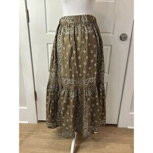Madam Pauline Vintage Tobacco Bandana Maxi Skirt One Size Made In Italy